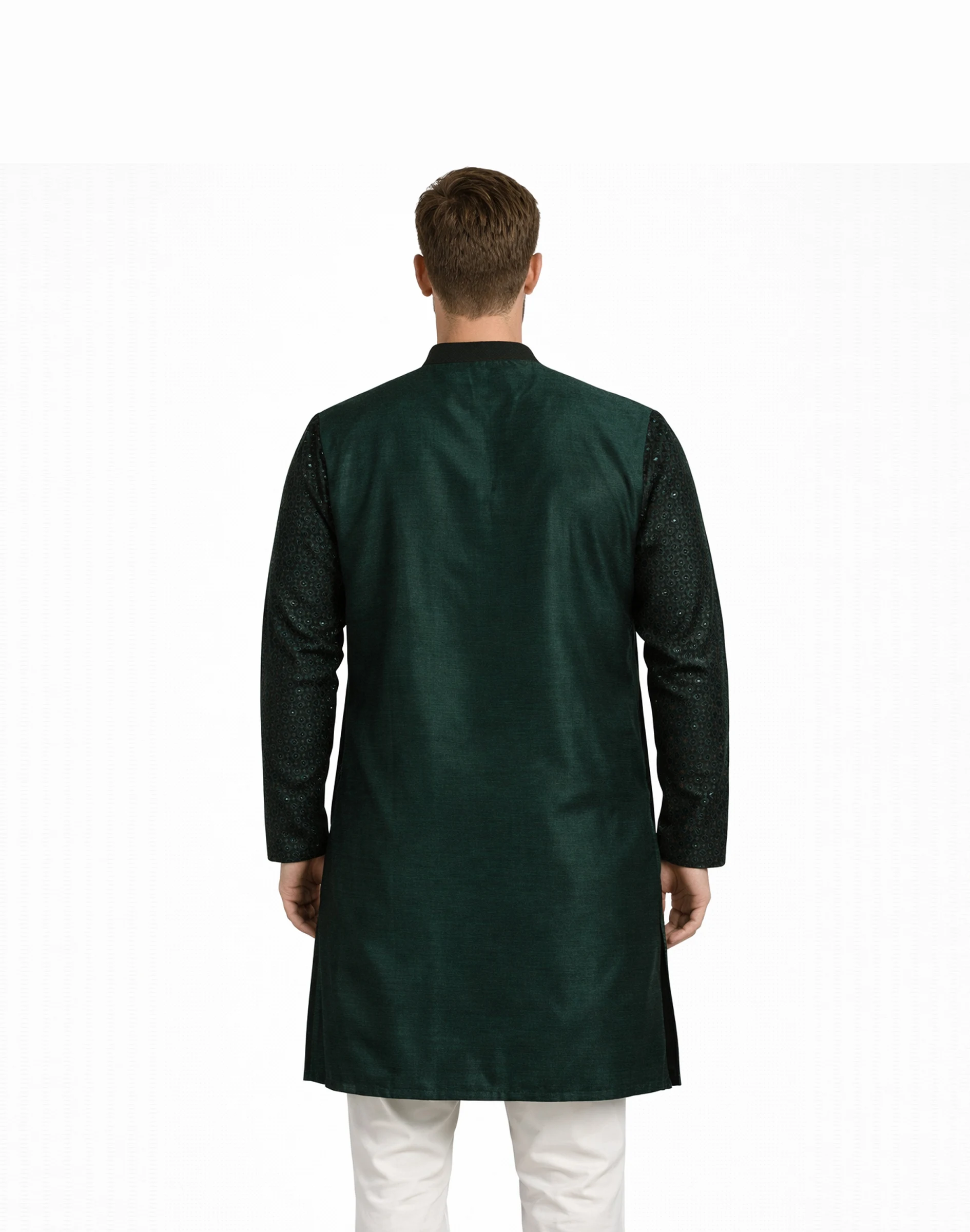 Maurya Vastra Deep Emerald Textured Festive Kurta (1)