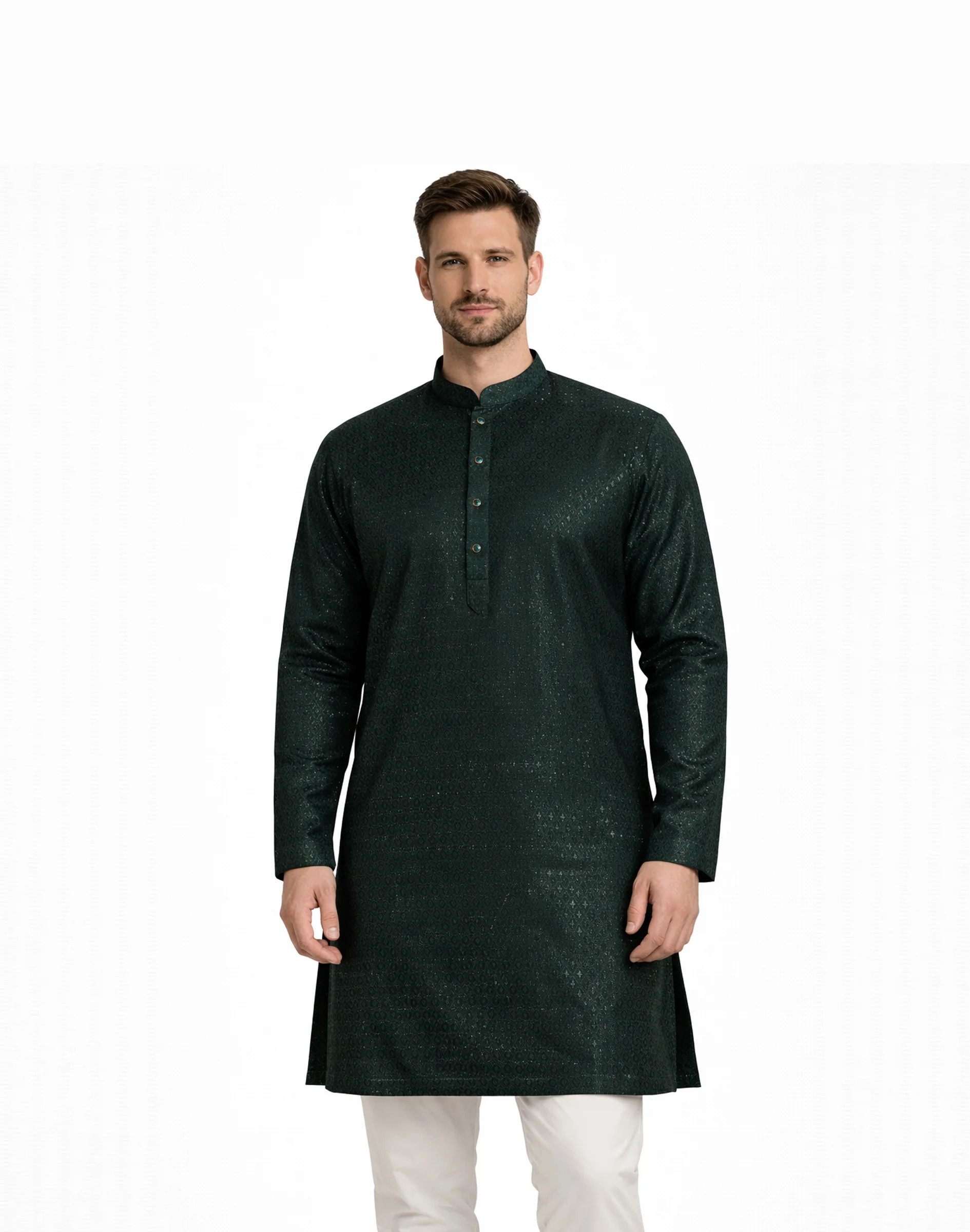Maurya Vastra Deep Emerald Textured Festive Kurta (2)