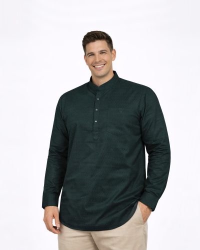 Maurya Vastra Deep Teal Designer Silk Brocade Kurta