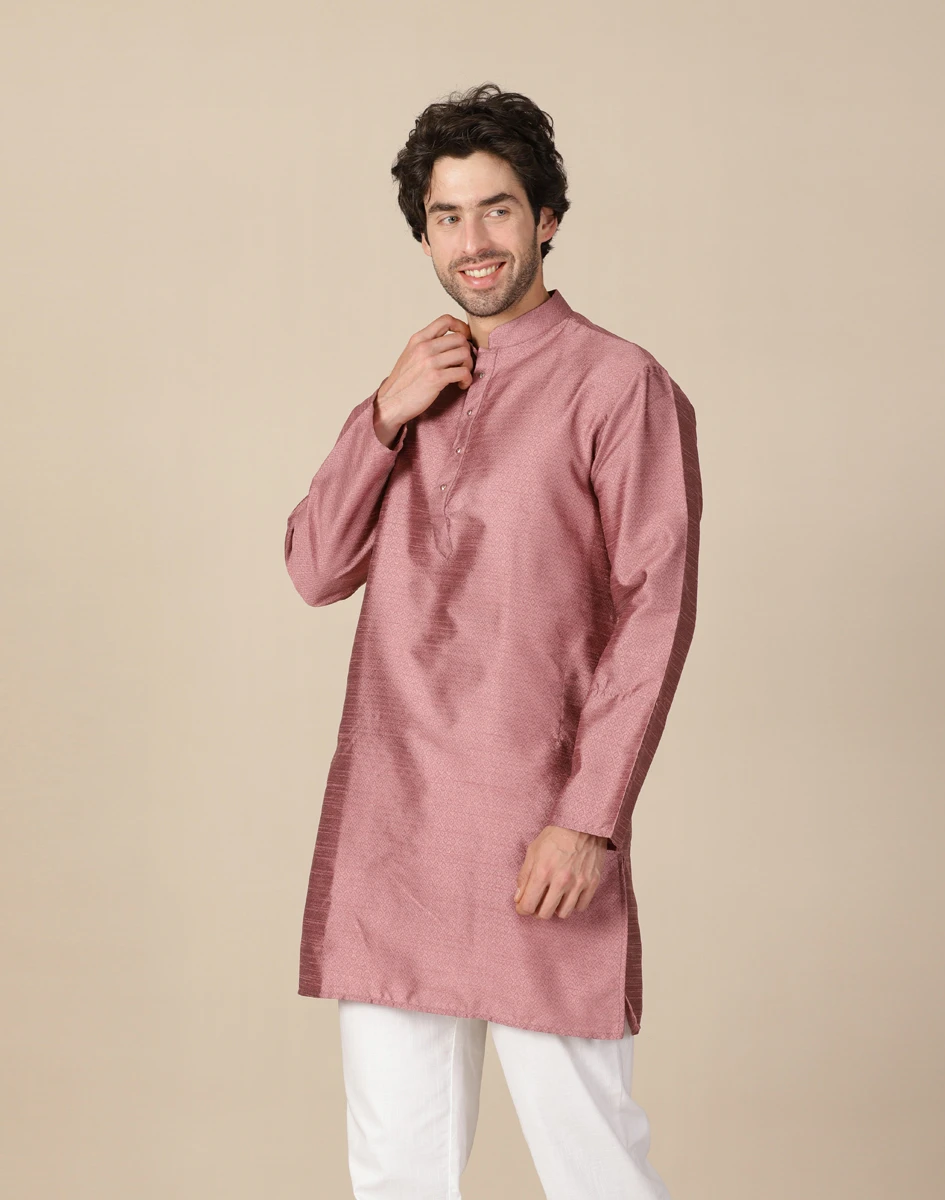 Maurya Vastra Dusty Rose Textured Festive Kurta (4)