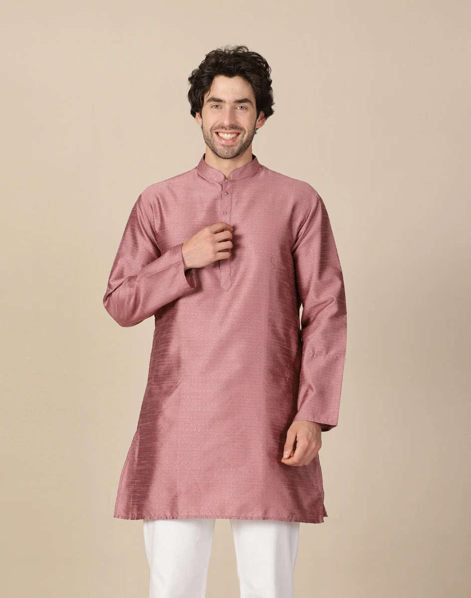 Maurya Vastra Dusty Rose Textured Festive Kurta (5)