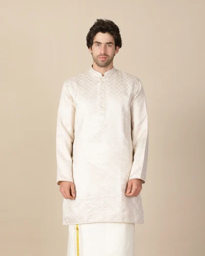 Maurya Vastra Elegant Ivory Embroidered Kurta