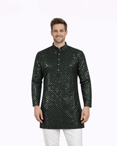 Maurya Vastra Emerald Green Designer embroidered Sequin Kurta