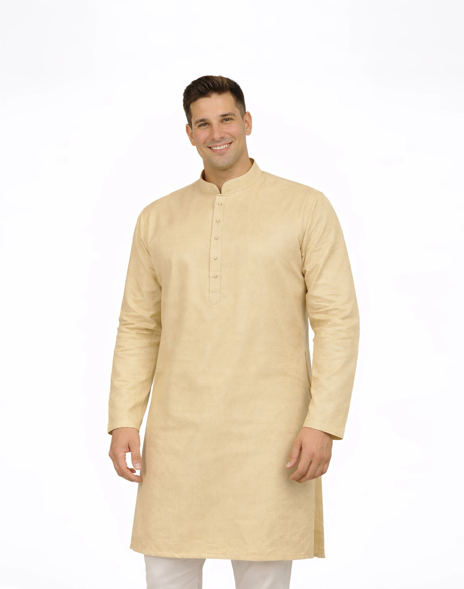 Maurya Vastra Gold Textured Designer Brocade Kurta (1)