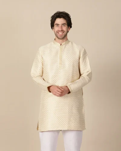 Maurya Vastra Golden Beige Brocade Kurta