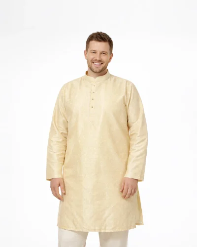 Maurya Vastra Ivory Designer Silk Brocade Kurta