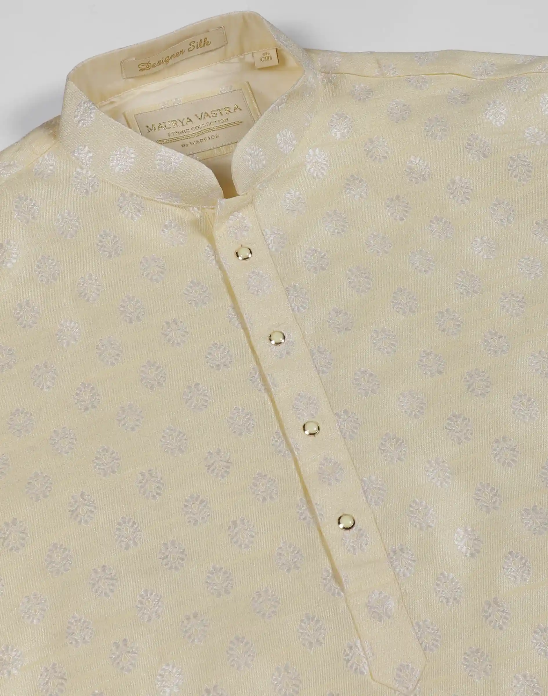 Maurya Vastra Ivory Gold Designer Brocade Short Kurta (3)
