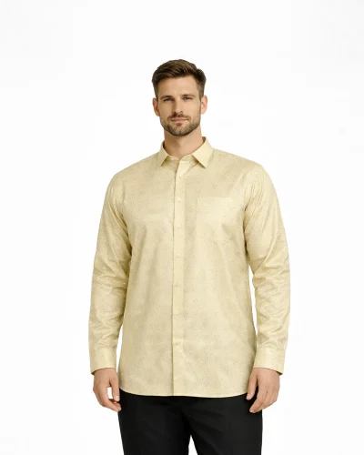 Maurya Vastra Ivory Gold Designer Silk Brocade Shirt
