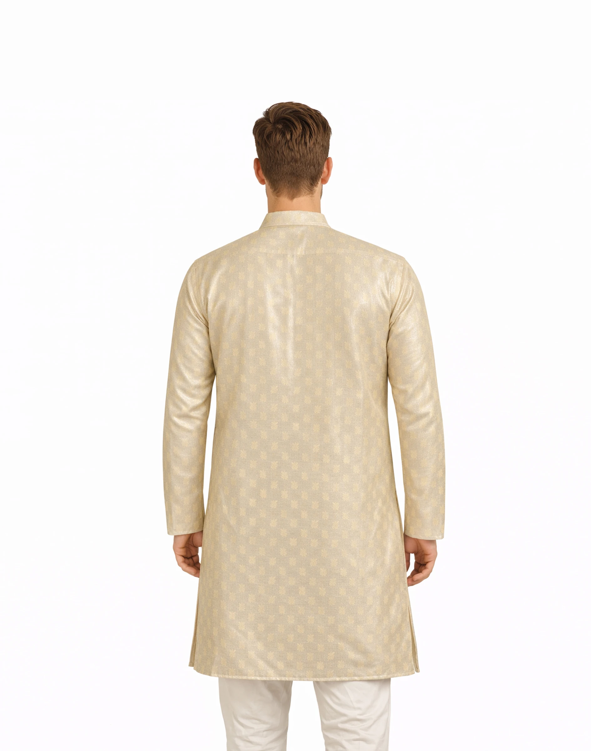 Maurya Vastra Ivory Gold Subtle Brocade Festive Kurta (2)