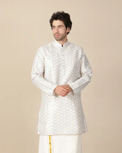 Maurya Vastra Ivory Pastel Embroidered Festive Kurta