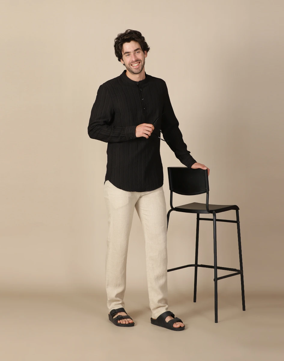 Maurya Vastra Jet Black Textured Festive Kurta (2)