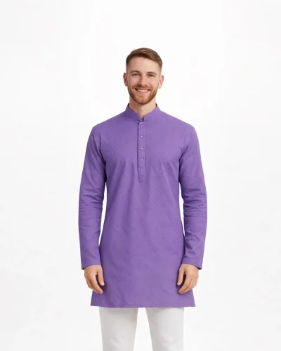 Maurya Vastra Lavender Textured Brocade Silk Kurta