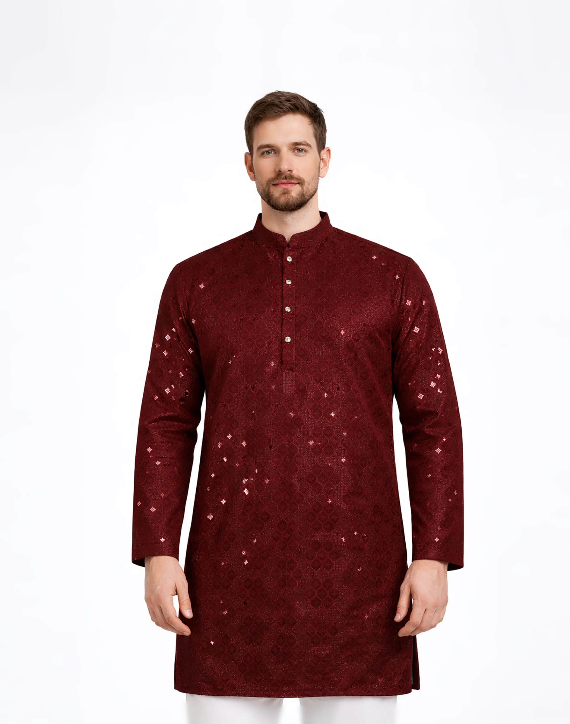 Maurya Vastra Maroon Embroidered Designer Festive Kurta (1)