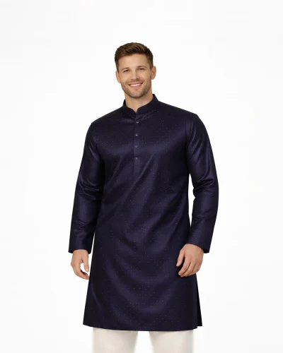Maurya Vastra Midnight Blue Textured Festive Kurta