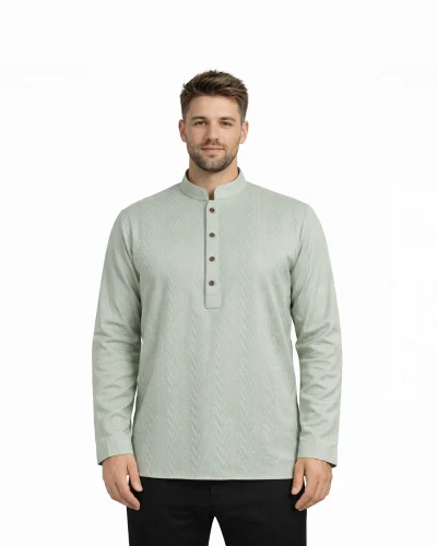 Maurya Vastra Mint Green Embossed Textured Kurta
