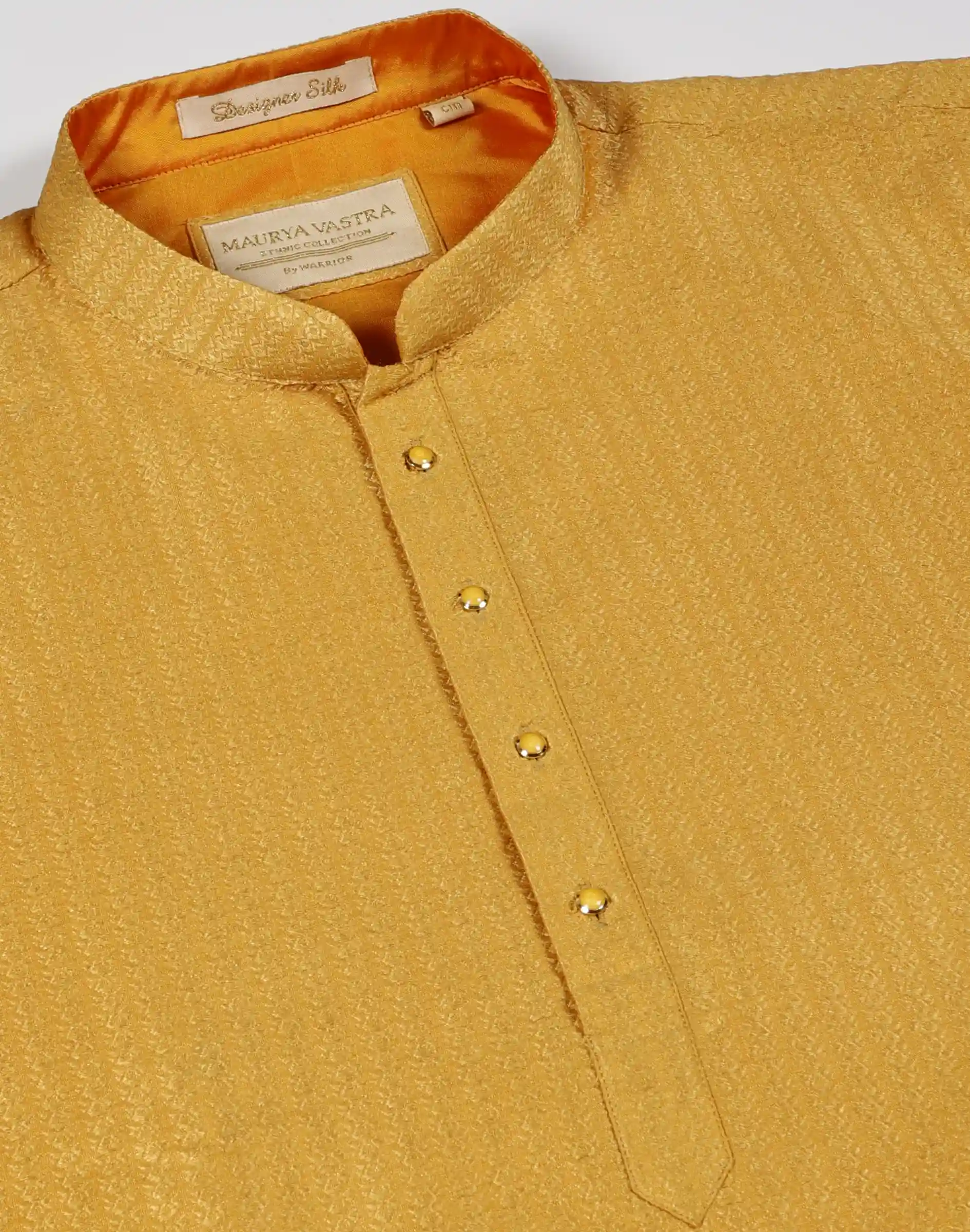 Maurya Vastra Mustard Golden Textured Festive Kurta (1)
