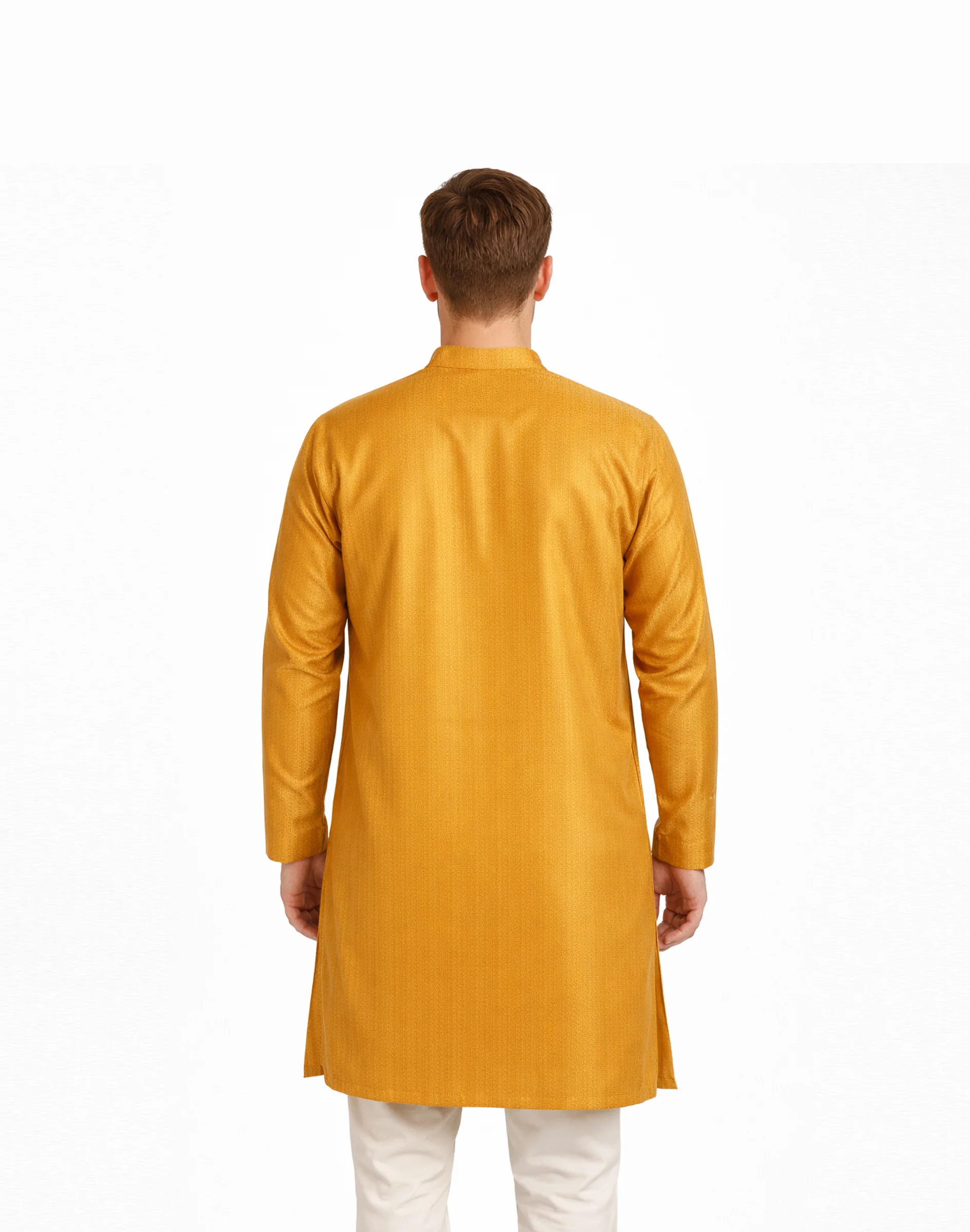 Maurya Vastra Mustard Golden Textured Festive Kurta (2)