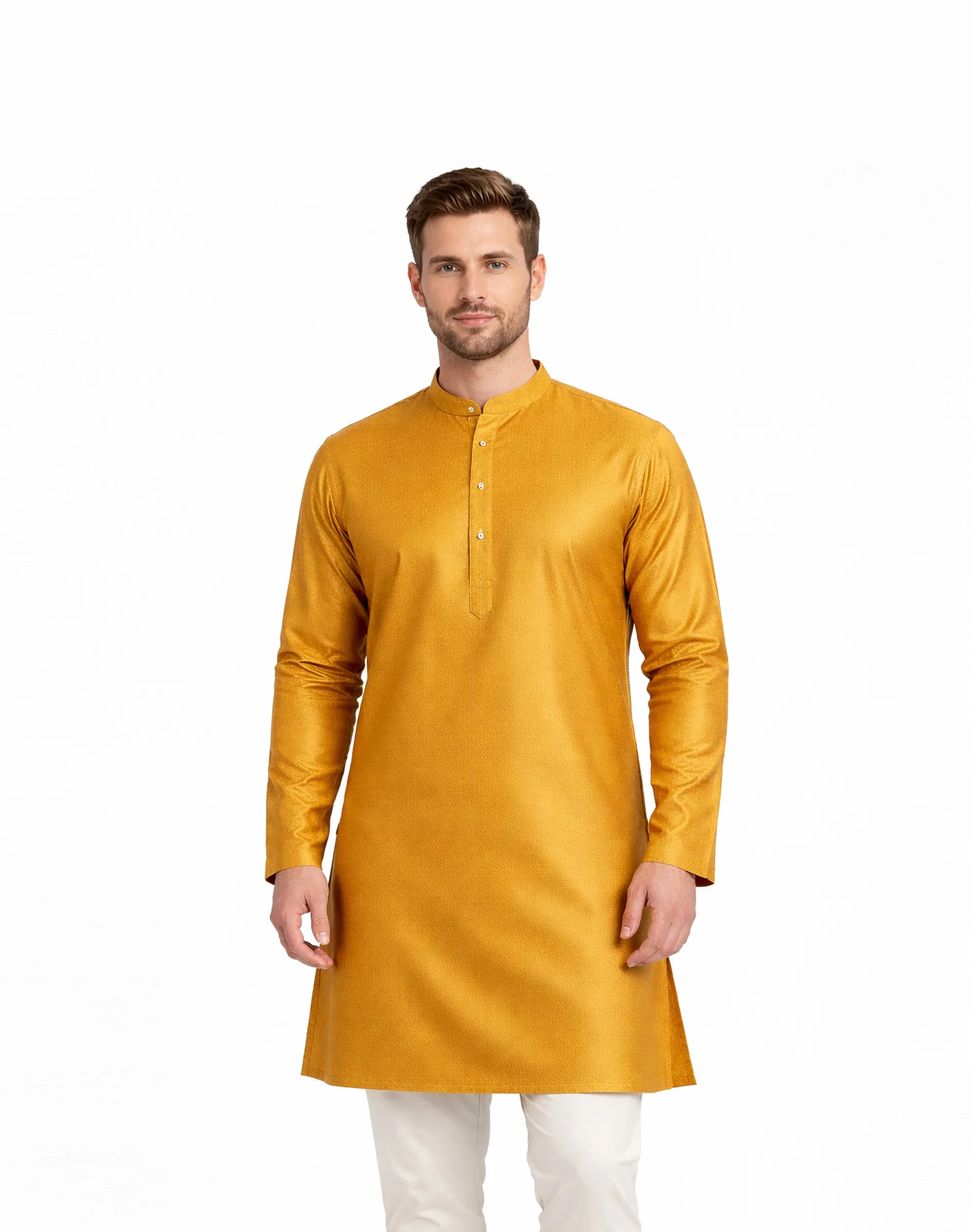 Maurya Vastra Mustard Golden Textured Festive Kurta (3)