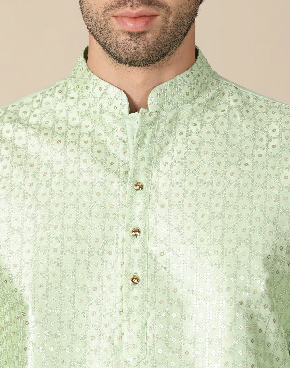 Maurya Vastra Pastel Green Embroidered Festive Kurta (1)