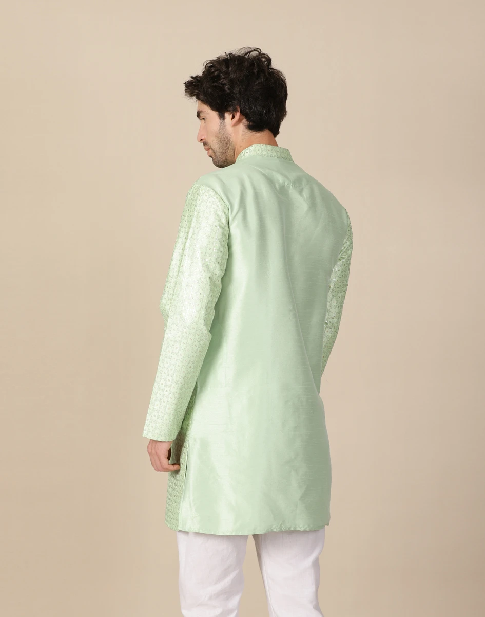 Maurya Vastra Pastel Green Embroidered Festive Kurta (3)