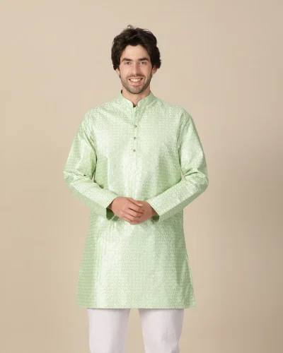 Maurya Vastra Pastel Green Embroidered Festive Kurta