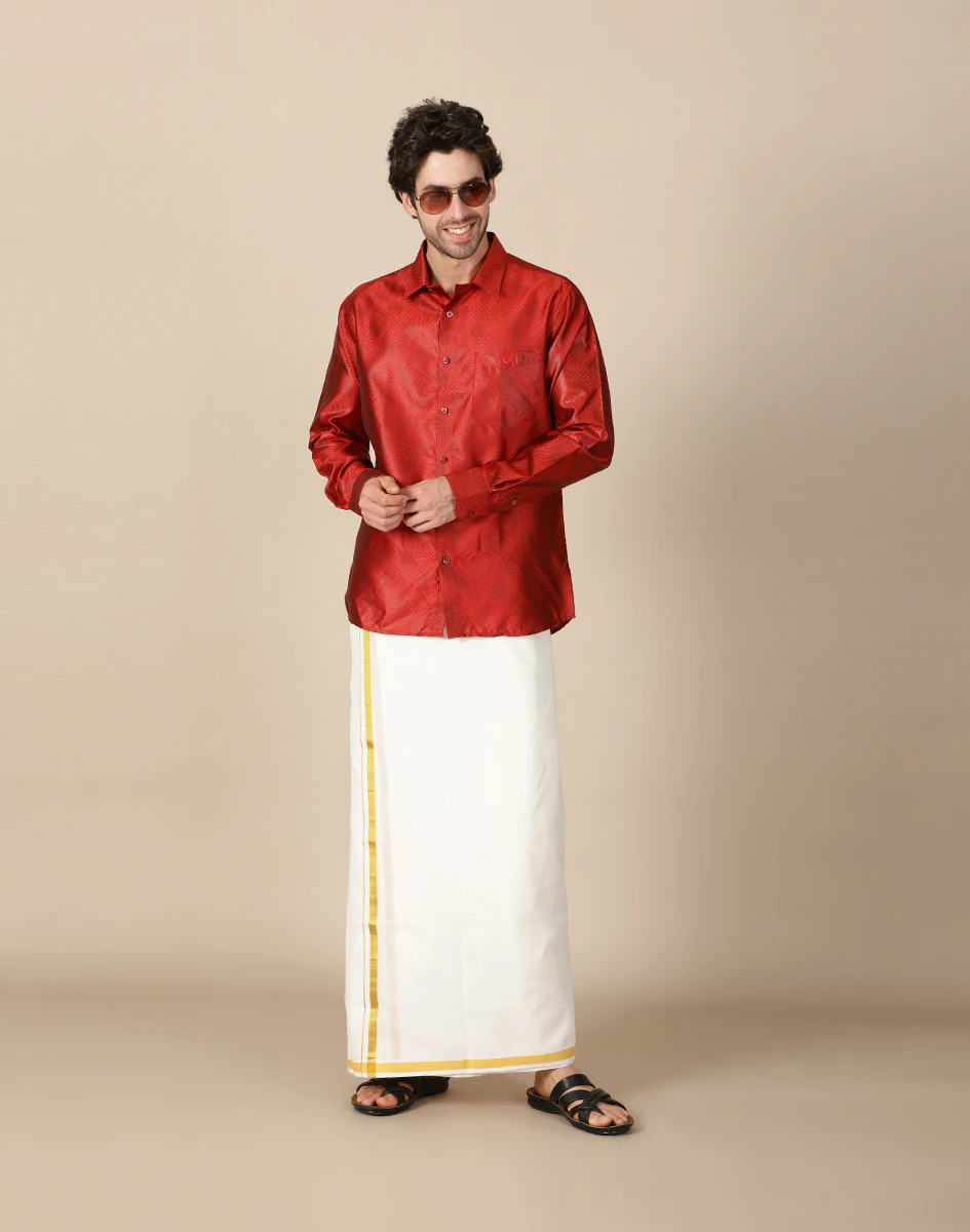Maurya Vastra Red Ethnic Shirt (2)
