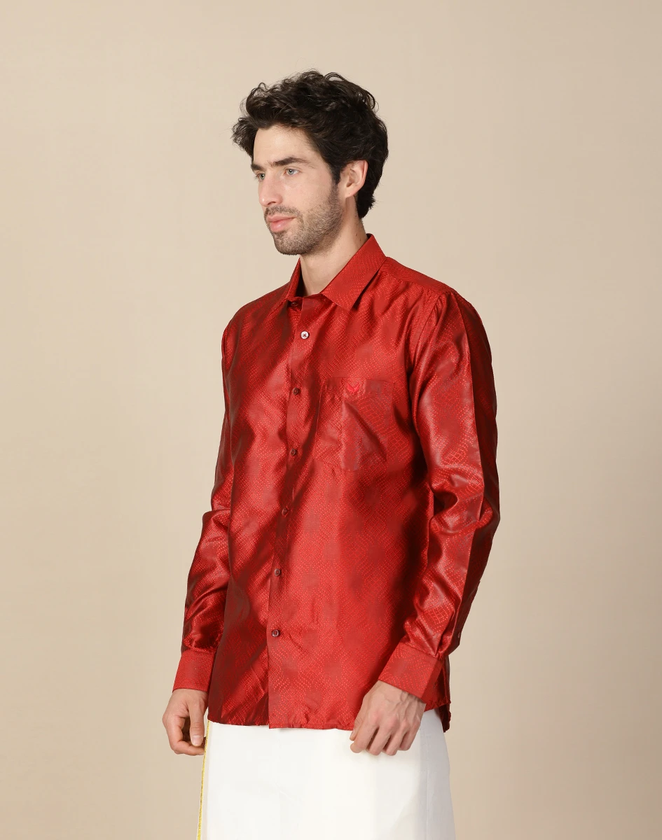 Maurya Vastra Red Ethnic Shirt (4)