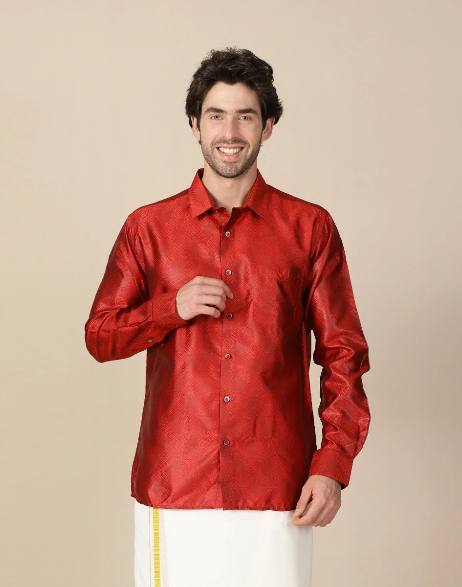 Maurya Vastra Red Ethnic Shirt (5)