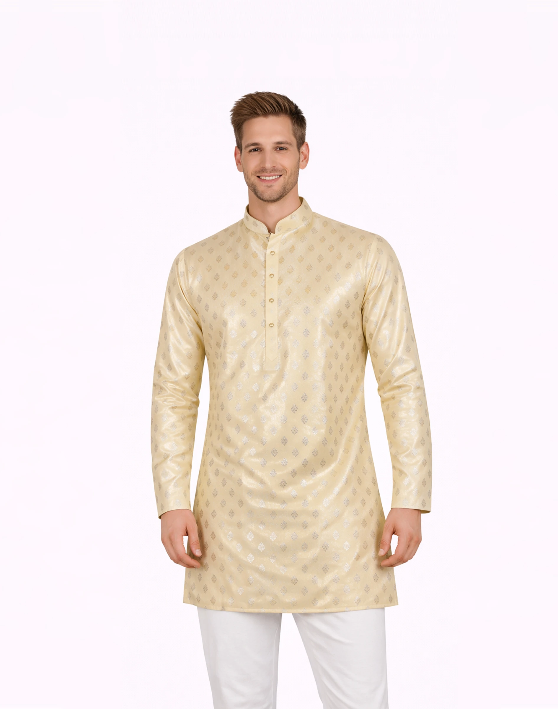 Maurya Vastra Royal Gold Motif Jacquard Kurta Set (2)