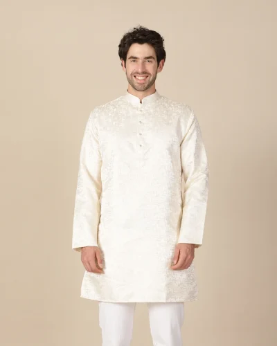 Maurya Vastra Royal Ivory Embroidered Kurta