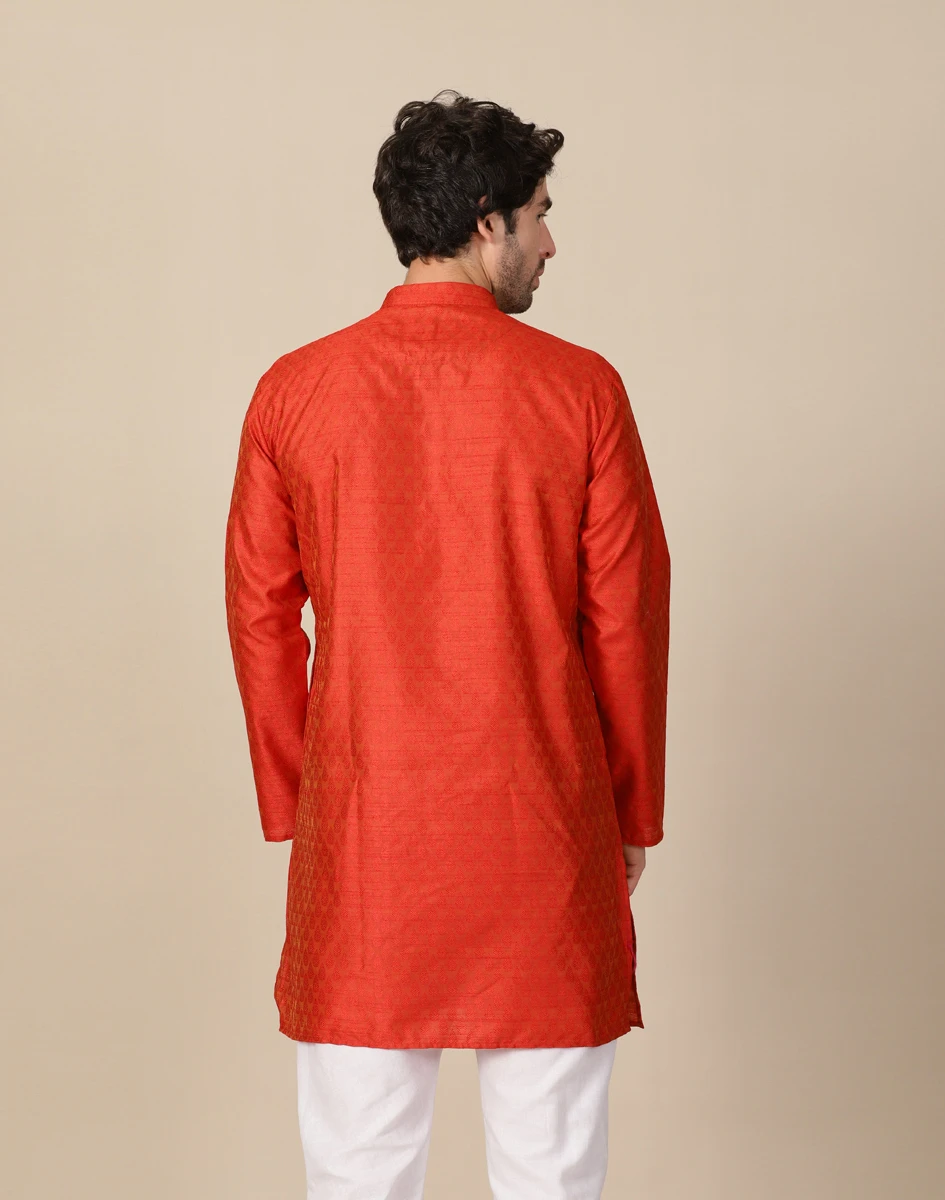 Maurya Vastra Royal Vermilion Textured Festive Kurta (3)