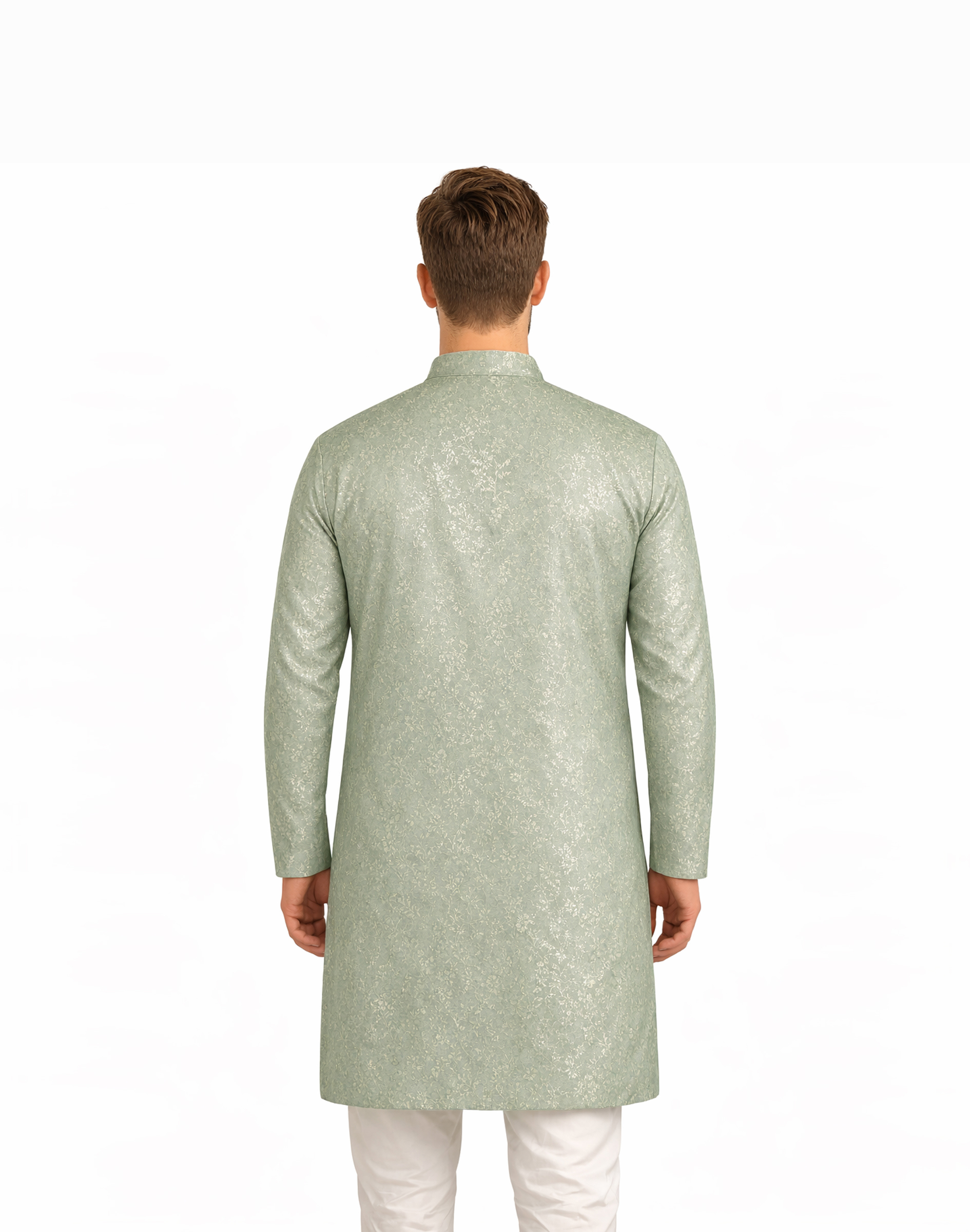 Maurya Vastra Sage Green Designer Brocade Kurta (1)