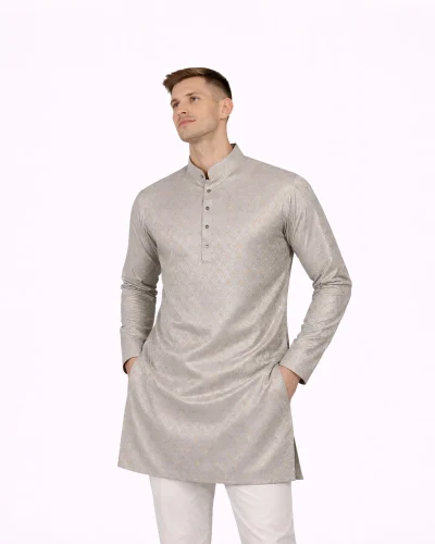 Maurya Vastra Silver Mist Designer Brocade Kurta