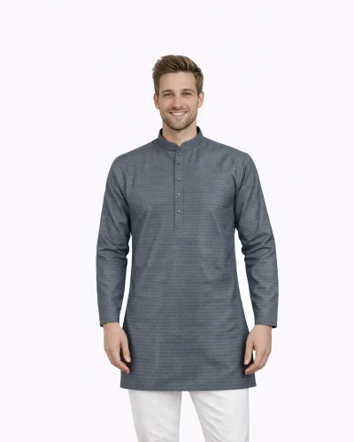 Maurya Vastra Slate Grey Designer Brocade Kurta