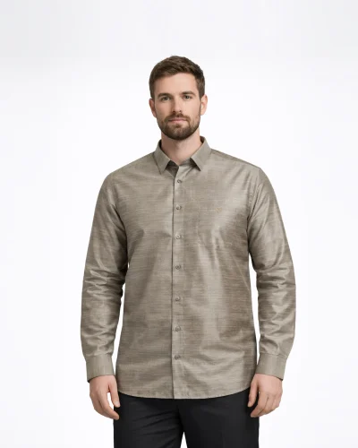 Maurya Vastra Steel Grey Classic Full Sleeve Silk Shirt