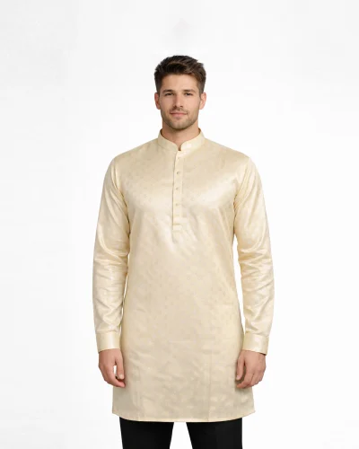 Maurya Vastra cream Minimal Brocade Festive Kurta