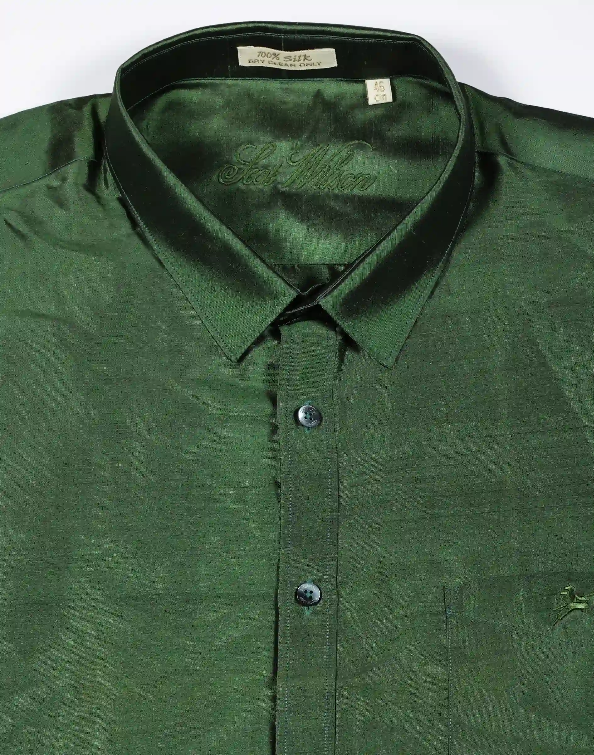 Scotwilson Emerald Green Premium Pure Silk Full Sleeve Shirt (3)