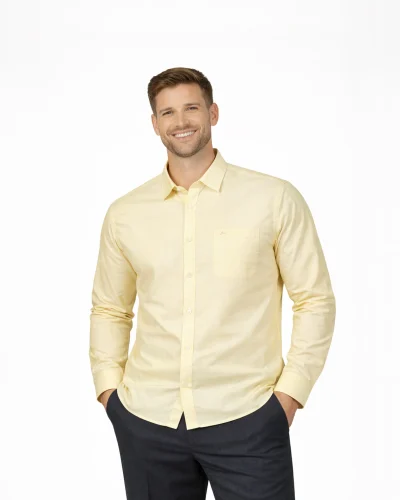 Scotwilson Light Gold Ethnic Pure Silk Classic Full Sleeve Shirt