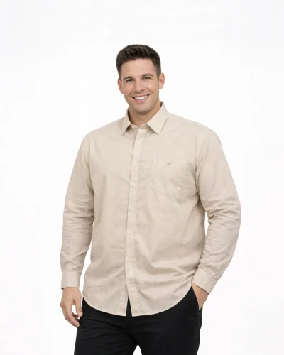 Warrior Beige Classic Full Sleeve Formal Shirt