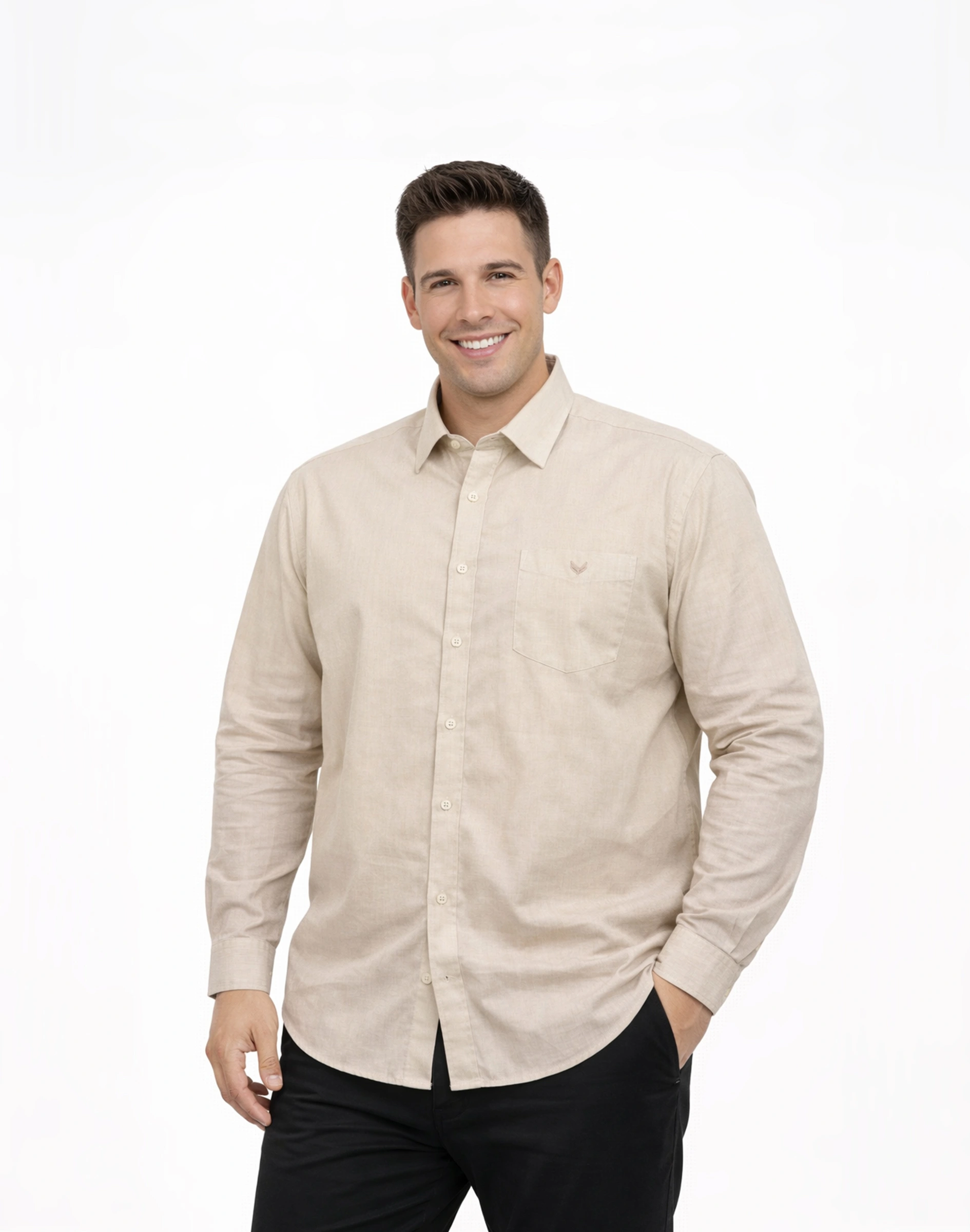 Warrior Beige Classic Full Sleeve Formal Shirt (1)
