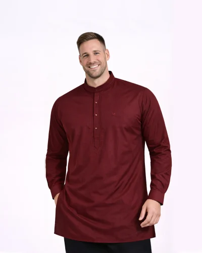 Warrior Deep Maroon Silk Mandarin Collar Kurta