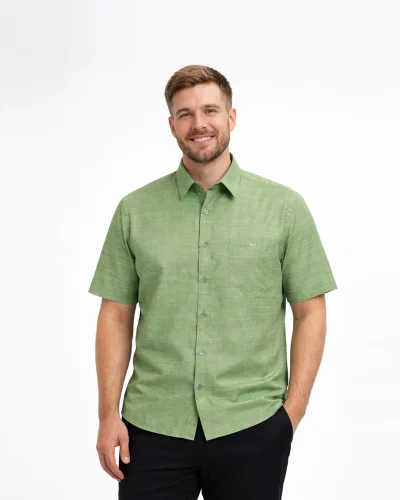 Warrior Mint Green Slub Silk Classic Half Sleeve Shirt