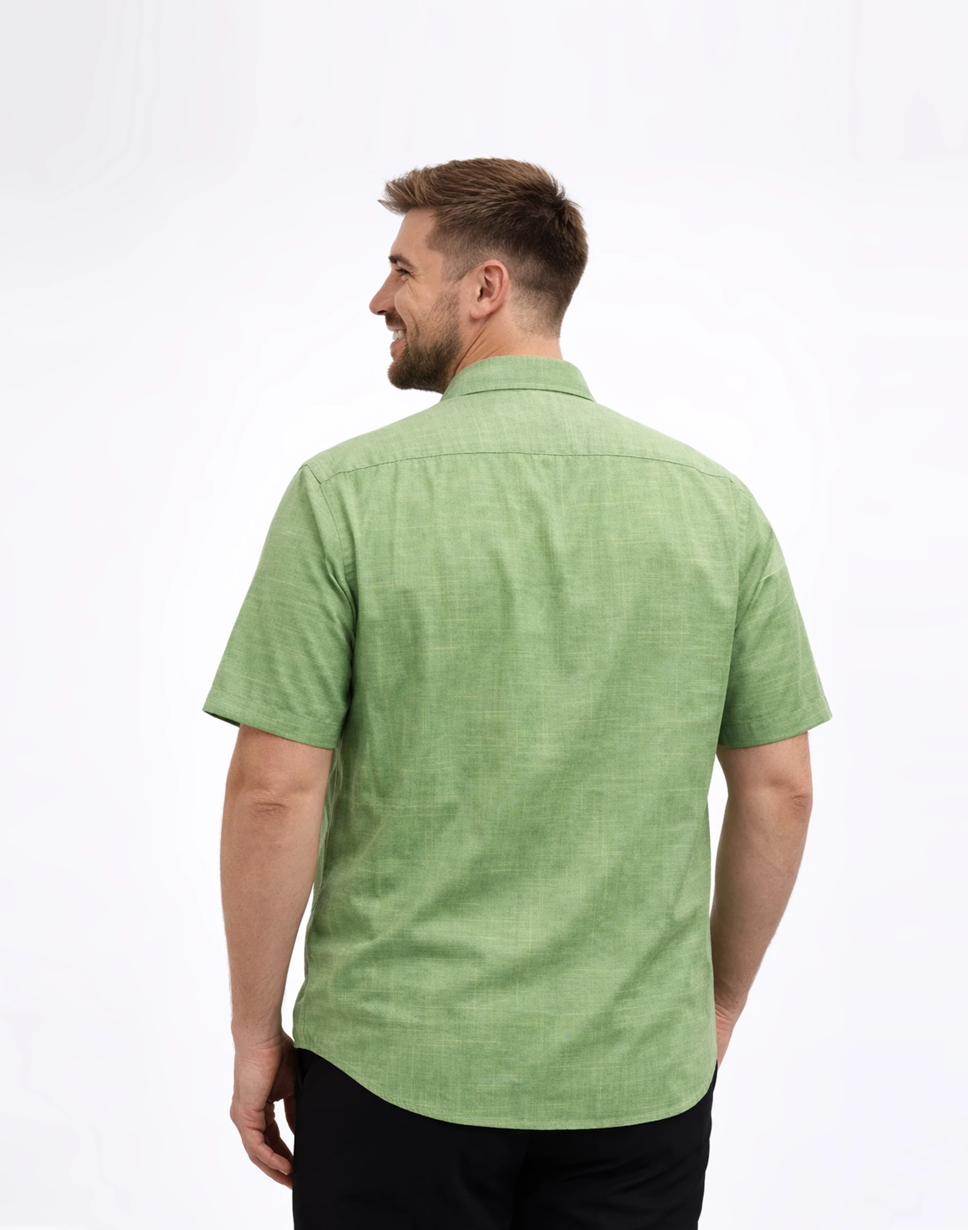 Warrior Mint Green Slub Silk Classic Half Sleeve Shirt (2)