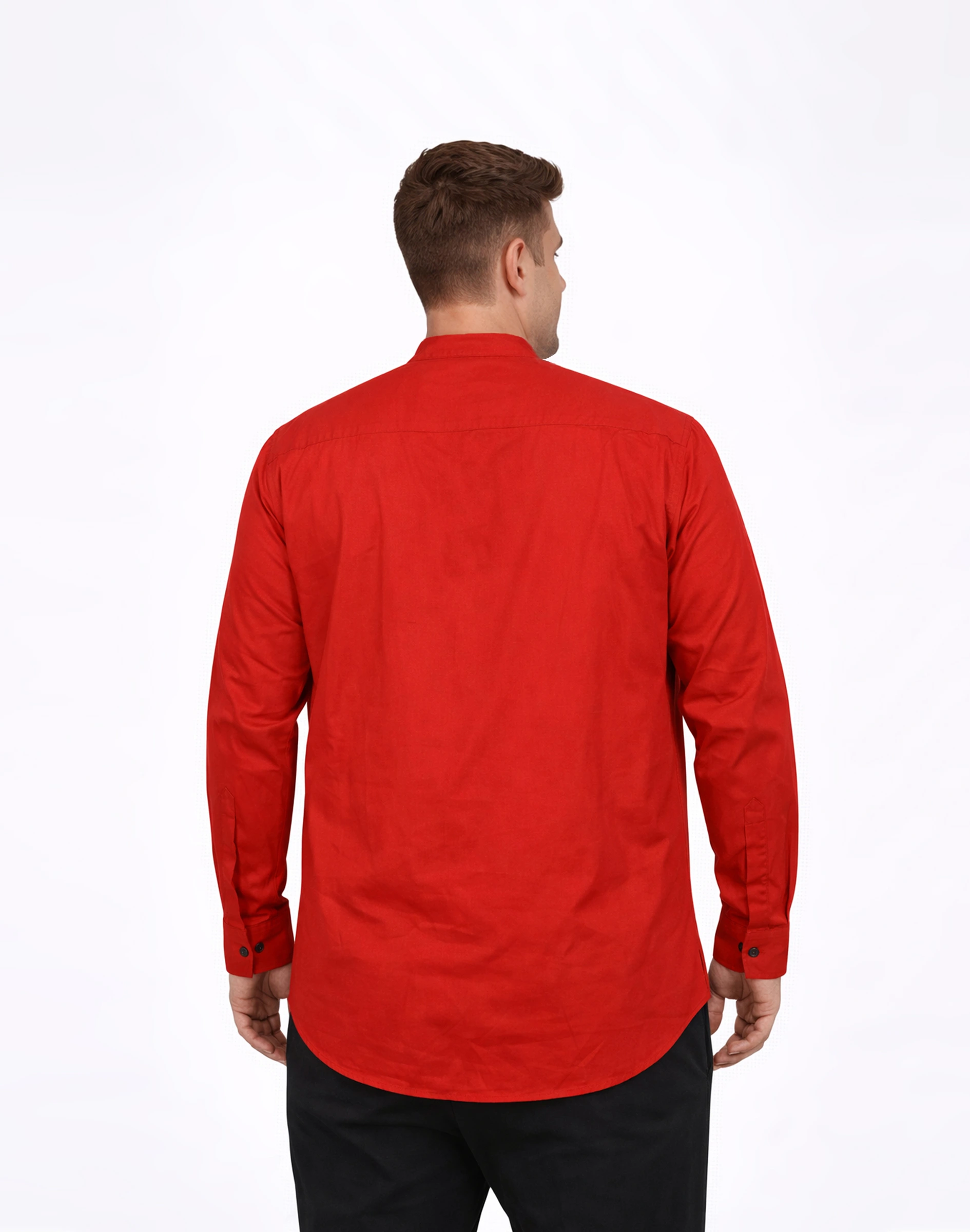 Warrior Red Cotton Mandarin Collar Urban Kurta (2)