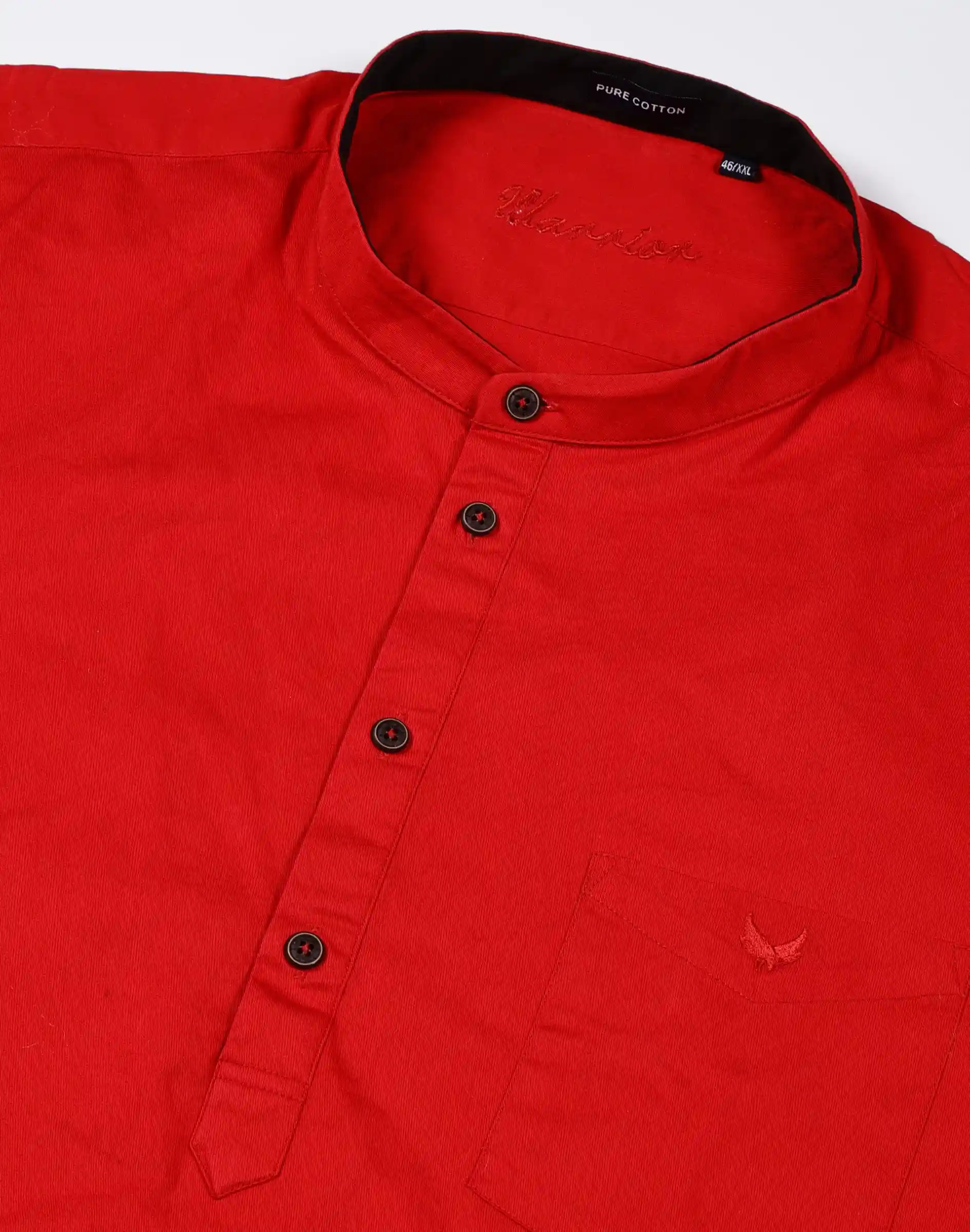 Warrior Red Cotton Mandarin Collar Urban Kurta (3)