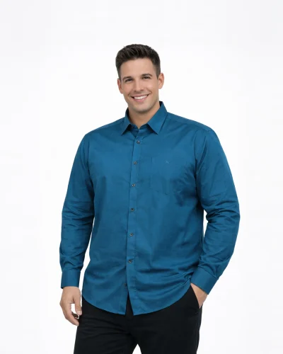 Warrior Teal Blue Premium Full Sleeve Silk Shirt