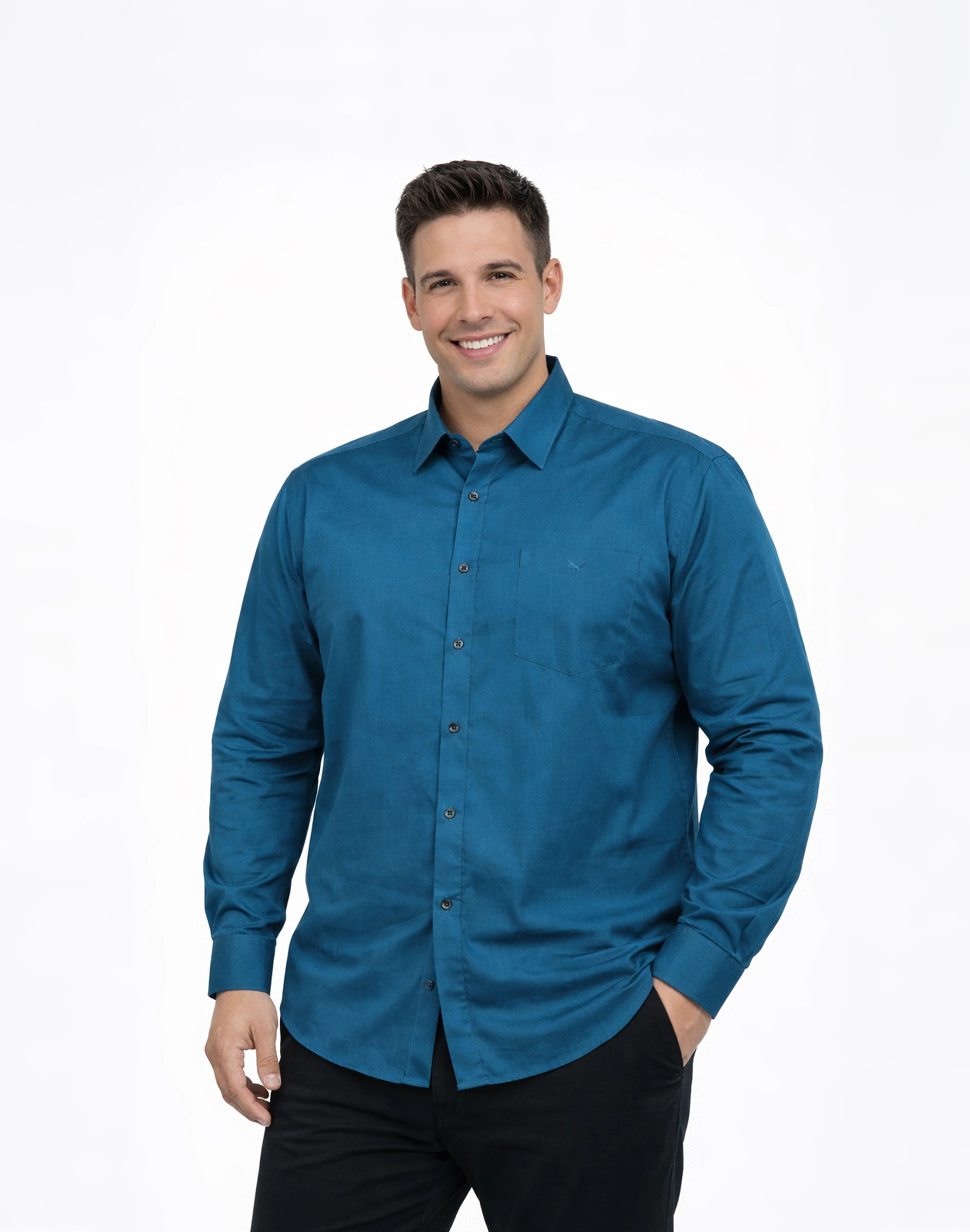 Warrior Teal Blue Premium Full Sleeve Silk Shirt (1)
