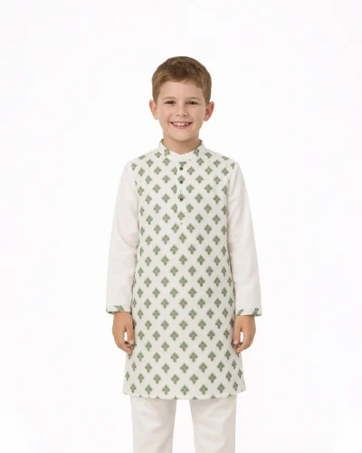 Ivory & Green Printed Kids Festive kurta