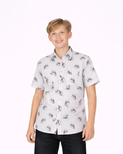 Jr. Warrior Gray Botanical Print Casual Shirt