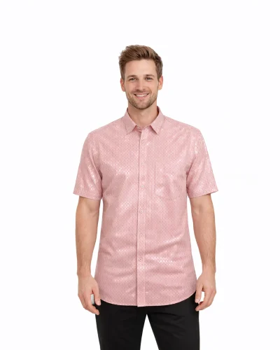 Maurya Vastra Blush Pink Self-Design Textured Designer Silk Shirt